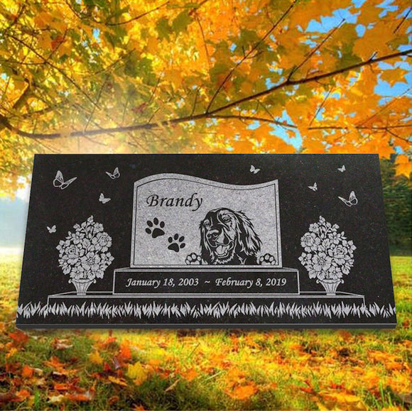 Irish Setter Personalized Dog Memorial - Granite Stone Pet Grave Marker - 6x12 - Brandy