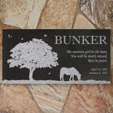 Personalized Horse Memorial - Granite Stone Pet Grave Marker - 6x12 - Bunker