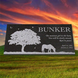 Personalized Horse Memorial - Granite Stone Pet Grave Marker - 6x12 - Bunker