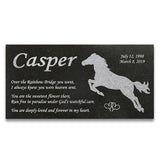 Personalized Horse Memorial - Granite Stone Pet Grave Marker - 6x12 - Casper