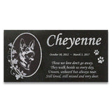 German Shepherd Personalized Dog Memorial - Granite Stone Pet Grave Marker - 6x12 - Cheyenne