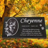 German Shepherd Personalized Dog Memorial - Granite Stone Pet Grave Marker - 6x12 - Cheyenne