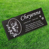 German Shepherd Personalized Dog Memorial - Granite Stone Pet Grave Marker - 6x12 - Cheyenne