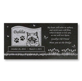 Personalized Cat Memorial - Granite Stone Pet Grave Marker - 6x12 - Dahlia