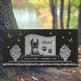 Doberman Personalized Dog Memorial - Granite Stone Pet Grave Marker - 6x12