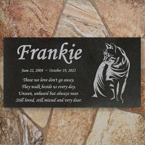 Personalized Cat Memorial - Granite Stone Pet Grave Marker - 6x12 - Frankie