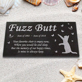 Personalized Cat Memorial - Granite Stone Pet Grave Marker - 6x12 - Fuzz Butt