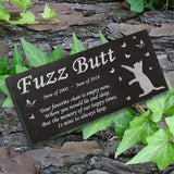 Personalized Cat Memorial - Granite Stone Pet Grave Marker - 6x12 - Fuzz Butt