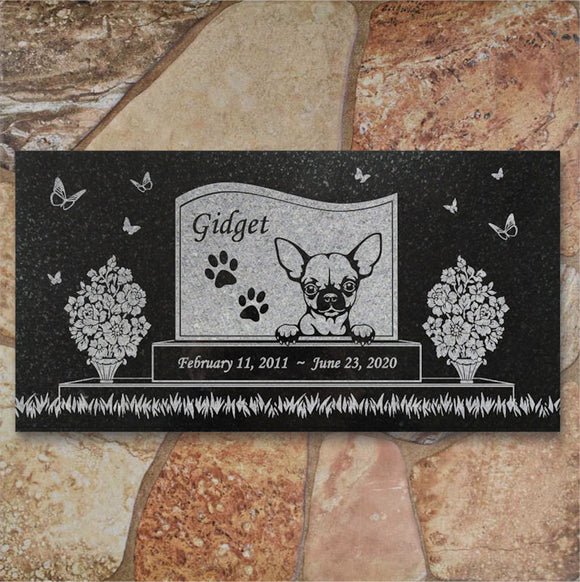 Chihuahua Personalized Dog Memorial - Granite Stone Pet Grave Marker - 6x12