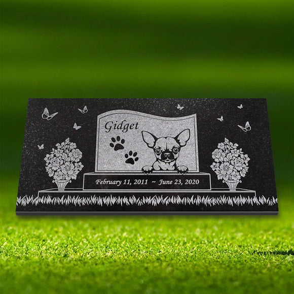Chihuahua Personalized Dog Memorial - Granite Stone Pet Grave Marker - 6x12