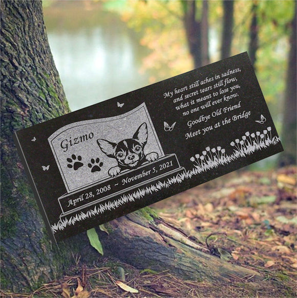 Chihuahua Personalized Dog Memorial - Granite Stone Pet Grave Marker - 6x12