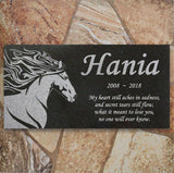 Personalized Horse Memorial - Granite Stone Pet Grave Marker - 6x12 - Hania