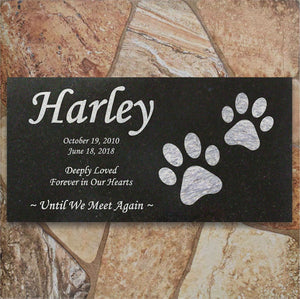 Personalized Pet Memorial - Granite Stone Pet Grave Marker - 6x12 - Harley