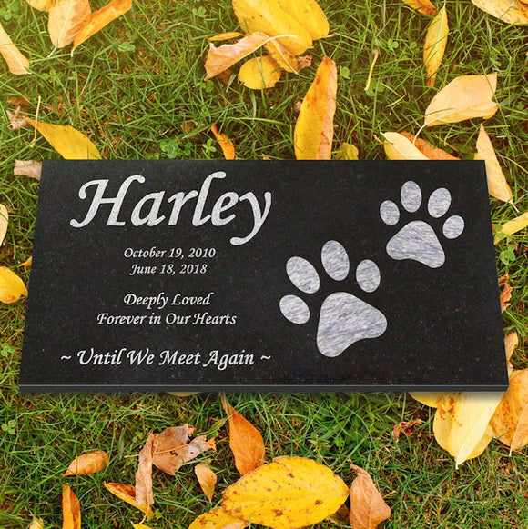 Personalized Pet Memorial - Granite Stone Pet Grave Marker - 6x12 - Harley