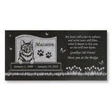 Personalized Cat Memorial - Granite Stone Pet Grave Marker - 6x12 - Macaron