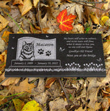 Personalized Cat Memorial - Granite Stone Pet Grave Marker - 6x12 - Macaron