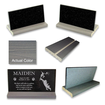 Personalized Black Granite Cat Memorial Stone - Maiden Model 6x12 Grave Marker