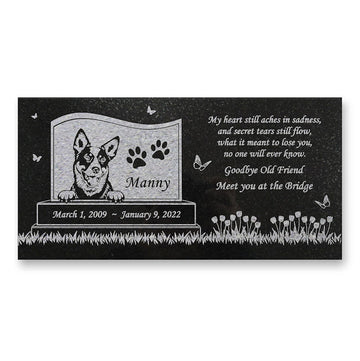 Blue Heeler Personalized Dog Memorial - Granite Stone Pet Grave