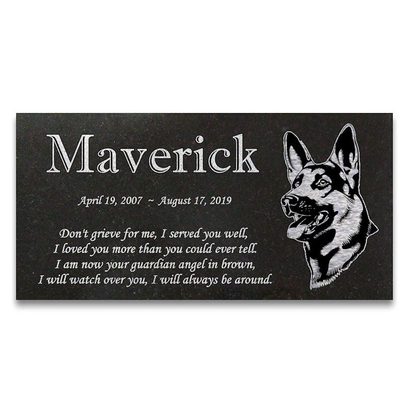 German Shepherd Personalized Dog Memorial - Granite Stone Pet