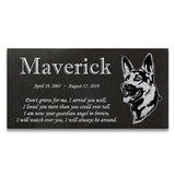 German Shepherd Personalized Dog Memorial - Granite Stone Pet Grave Marker - 6x12 - Maverick