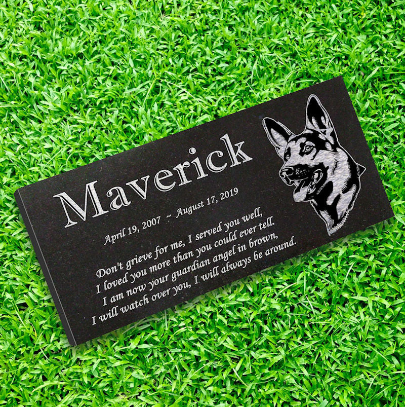 German Shepherd Personalized Dog Memorial - Granite Stone Pet