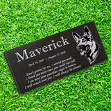 German Shepherd Personalized Dog Memorial - Granite Stone Pet Grave Marker - 6x12 - Maverick