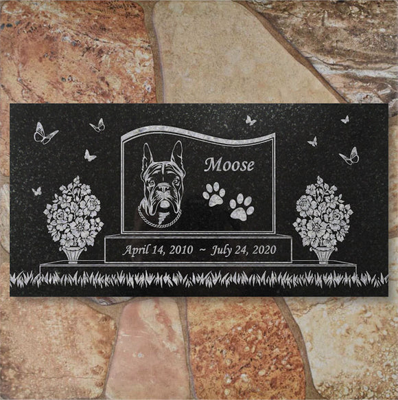 French Bulldog Personalized Dog Memorial - Granite Stone Pet Grave Marker - 6x12