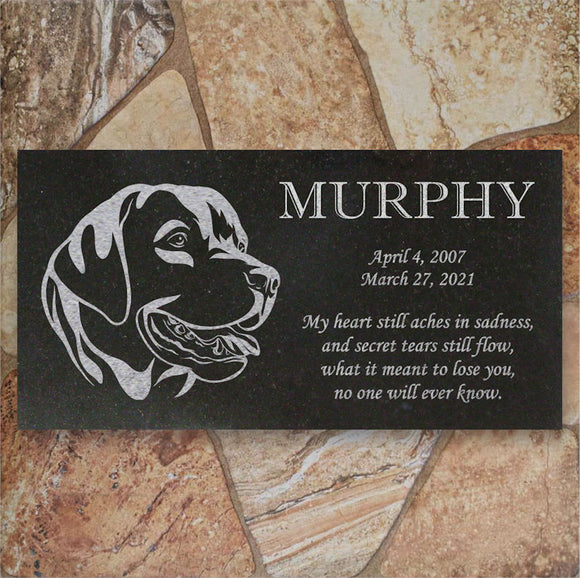 Labrador Dog Memorial - Granite Stone Pet Grave Marker - 6x12 - Murphy