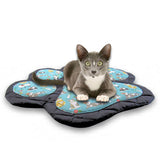 Handmade Paw Print Pet Mat with Teal Cat Design Pads