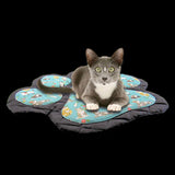 Handmade Paw Print Pet Mat with Teal Cat Design Pads