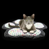 Handmade Black Pet Mat with Multi Colored Paw Prints