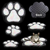 Handmade Black Pet Mat with Multi Colored Paw Prints
