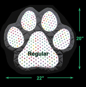 Handmade Black Pet Mat with Multi Colored Paw Prints