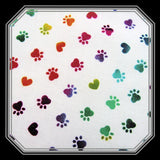 Handmade Black Pet Mat with Multi Colored Paw Prints