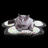 Handmade Black Pet Mat with Multi Colored Paw Prints