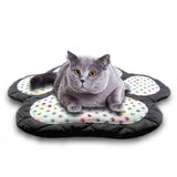 Handmade Black Pet Mat with Multi Colored Paw Prints