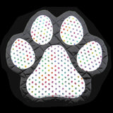 Handmade Black Pet Mat with Multi Colored Paw Prints