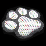 Handmade Black Pet Mat with Multi Colored Paw Prints