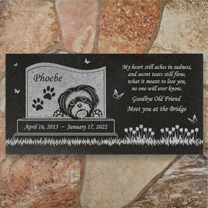 Shih Tzu Personalized Dog Memorial - Granite Stone Pet Grave Marker - 6x12 - Phoebe