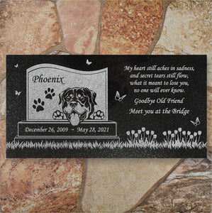 Rottweiler Personalized Dog Memorial - Granite Stone Pet Grave Marker - 6x12 - Phoenix