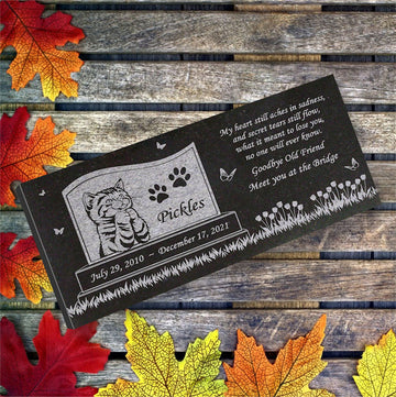 Personalized Cat Memorial - Granite Stone Pet Grave Marker - 6x12 - Pickles