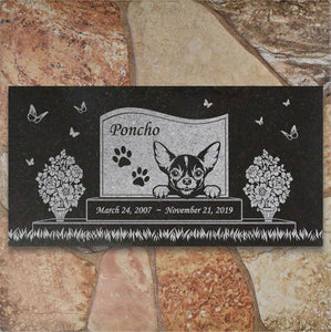 Chihuahua Personalized Dog Memorial - Granite Stone Pet Grave Marker - 6x12