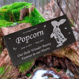 Personalized Rabbit Memorial - Granite Stone Pet Grave Marker - 6x12 - Popcorn