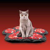 Handmade Red Paw Print Pet Mat with Dog Design Pads