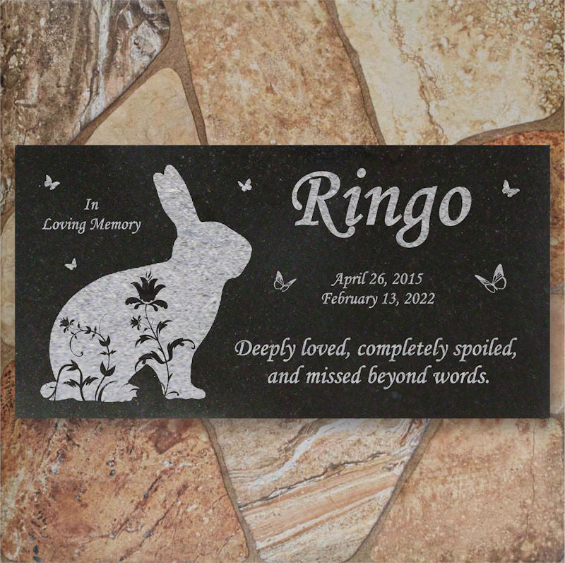 12x12 Personalized Pet Headstone, bunny rabbit tombstone hot Laser Engraved on the Grave Marker, monument, plaque, memorial, garden stone