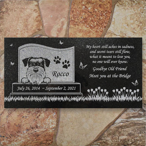 Schnauzer Personalized Dog Memorial - Granite Stone Pet Grave Marker - 6x12 - Rocco