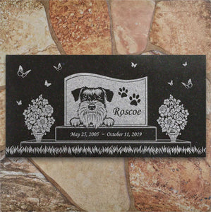 Schnauzer Personalized Dog Memorial - Granite Stone Pet Grave Marker - 6x12 - Roscoe