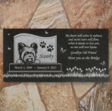 Yorkshire Terrier Personalized Dog Memorial - Granite Stone Pet Grave Marker - 6x12 - Scooby