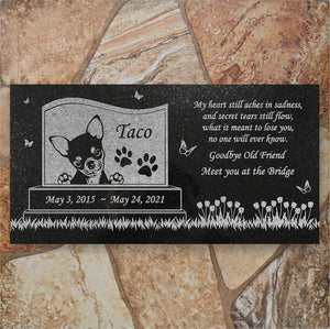 Chihuahua Personalized Dog Memorial - Granite Stone Pet Grave Marker - 6x12