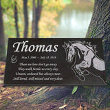 Personalized Horse Memorial - Granite Stone Pet Grave Marker - 6x12 - Thomas